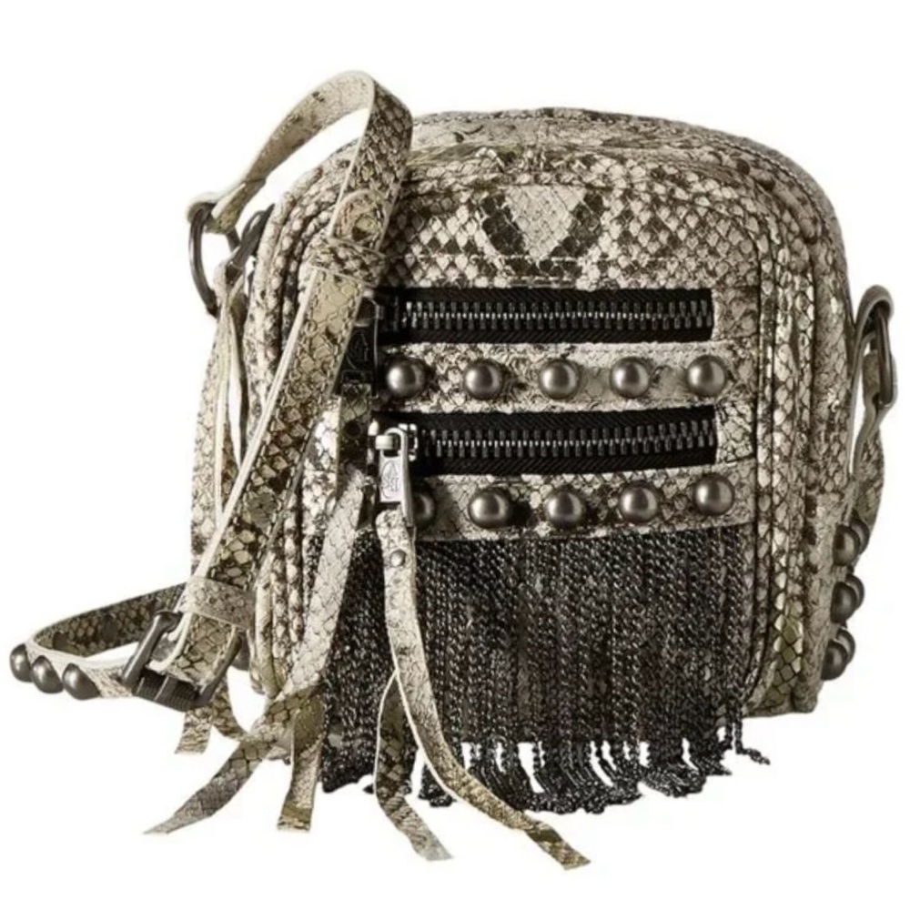 Ash Moxy Python Snakeskin Leather Studded Crossbo… - image 1